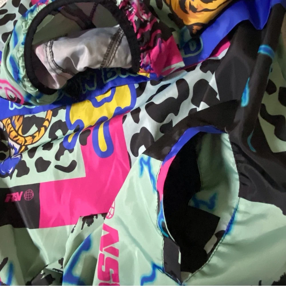 Reason Brand AOP AllOver Print Half-Zip Pullover Hooded Jacket Smiley Tiger RSN - Picture 9 of 14